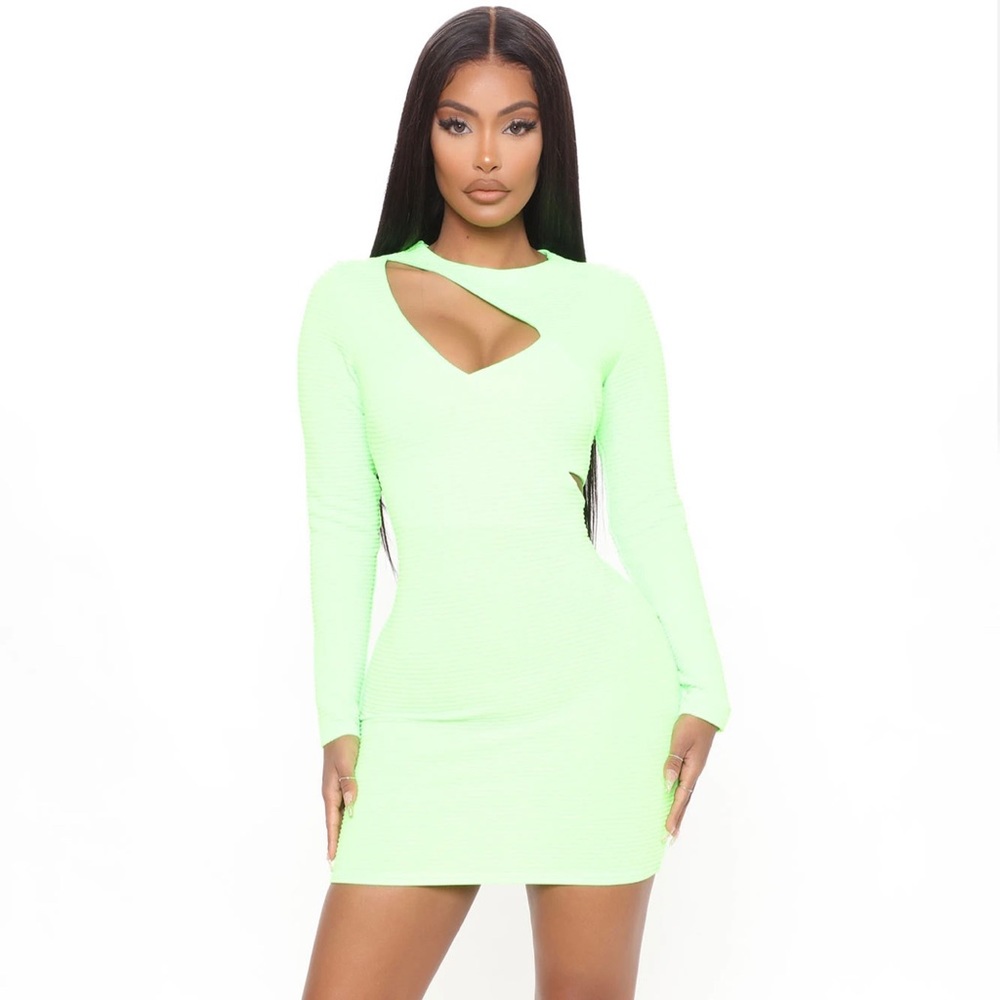 Arianna Cut Out Mini Dress - Lime